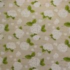 Tissu Toile Coton Beige Grosses Fleurs blanc x10cm