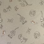Tissu Toile Coton Beige Chats et souris x10cm