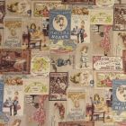 Tissu Toile Coton Beige Vintage Multicolore x10cm