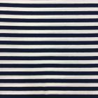 Tissu Jersey Viscose Marinière Rayures 1 cm Bleu marine et blanc - Par 10 cm