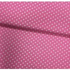 Tissu Coton imprimé Rose bonbon Pois 8 mm Blancs - Par 10 cm