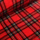 Tissu Doudou Ecossais sur fond Rouge - Par 10 cm