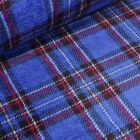 Tissu Doudou Ecossais sur fond Bleu - Par 10 cm