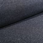 Tissu Sweat Paillettes argentées sur fond Bleu marine - Par 10 cm