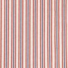 Tissu Toile Coton Rayures bleues, blanches et rouges sur fond Beige - Par 10 cm