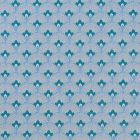 Tissu Toile de Coton Eventails Ecrus sur fond Bleu - Par 10 cm