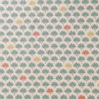 Tissu Toile Coton Feuilles de palmiers Vertes et marrons sur fond Beige - Par 10 cm