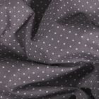 Tissu Coton enduit Petits pois blancs sur fond Gris foncé - Par 10 cm