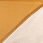 Tissu Sweat envers minky blanc cassé Moutarde - Par 10 cm