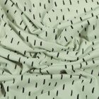 Tissu Jersey Coton Bio Pointillés noirs sur fond Vert menthe - Par 10 cm