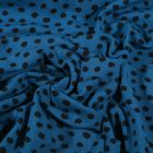 Tissu Jersey Coton Bio Pois déstructurés noirs sur fond Bleu pétrole - Par 10 cm