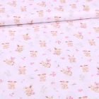 Tissu Coton imprimé Bio Lapinou sur fond Blanc - Par 10 cm