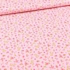 Tissu Coton imprimé Bio Lapinou sur fond Rose - Par 10 cm