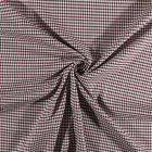Tissu gabardine légère Petits carreaux bordeaux et marron sur fond Blanc - Par 10 cm