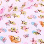 Tissu Coton imprimé sous licence Bio Bob l'éponge sur fond Blanc - Par 10 cm