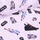 Tissu Coton imprimé sous licence Bio Star Wars Héros sur fond Blanc - Par 10 cm