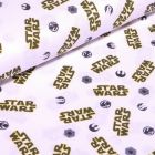 Tissu Coton imprimé sous licence Bio Star Wars jaune et noir sur fond Blanc - Par 10 cm