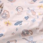 Tissu Jersey Coton Arty Paresseux Rock'n roll sur fond Blanc - Par 10 cm