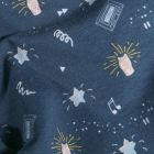 Tissu Jersey Coton Arty Rock sur fond Bleu denim - Par 10 cm