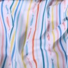 Tissu Lycra maillot de bain Rayures et poissons sur fond Blanc - Par 10 cm