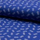 Tissu Jersey Piqué de coton spécial Polo Ananas sur fond Bleu roi - Par 10 cm