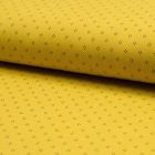 Tissu Jersey Piqué de coton spécial Polo Losange de pois Noir sur fond Jaune - Par 10 cm