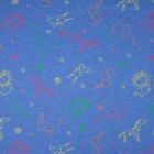 Tissu Jersey Coton Animaux sur fond Bleu marine chiné - Par 10 cm