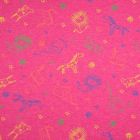 Tissu Jersey Coton Animaux sur fond Rose fuchsia chiné - Par 10 cm
