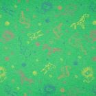 Tissu Jersey Coton Animaux sur fond Vert chiné - Par 10 cm