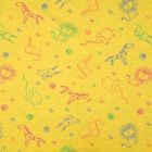 Tissu Jersey Coton Animaux sur fond Jaune chiné - Par 10 cm