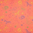 Tissu Jersey Coton Animaux sur fond Orange chiné - Par 10 cm