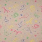Tissu Jersey Coton Animaux sur fond Beige chiné - Par 10 cm