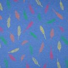 Tissu Jersey Coton Plumes sur fond Bleu marine chiné - Par 10 cm