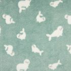 Tissu Doudou Phoques Blancs sur fond Menthe Foncée - Par 10 cm