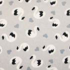 Tissu Doudou Cygnes Blanc et Noir sur fond Gris clair - Par 10 cm