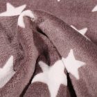 Tissu Doudou Etoiles blanches sur fond Taupe - Par 10 cm