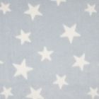 Tissu Doudou Etoiles Blanc sur fond Bleu clair - Par 10 cm