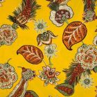 Tissu crêpe georgette fleuris Fleurs multicolores sur fond Jaune - Par 10 cm