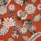 Tissu crêpe georgette fleuris Fleurs multicolores sur fond Brique - Par 10 cm