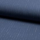 Tissu Crépon Viscose rayures lurex Bleu denim - Par 10 cm