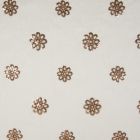 Tissu Voile de coton Fleurs camel brodées de sequins argentés sur fond Blanc - Par 10 cm
