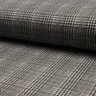 Tissu Jacquard polyviscose extensible Écossais pied de poule Noir sur fond Blanc - Par 10 cm