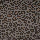 Tissu Jacquard Extensible Tâches léopard ocre sur fond Gris - Par 10 cm