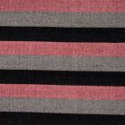Tissu Maille Chenille Rayures rose et noires sur fond Gris - Par 10 cm