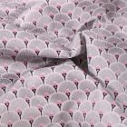 Tissu Coton enduit Éventails argent sur fond Blanc - Par 10 cm