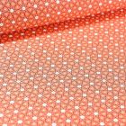 Tissu Coton imprimé Arty Etoiles et pois sur fond Corail - Par 10 cm