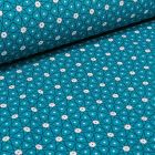 Tissu Coton imprimé Arty Etoiles et pois sur fond Bleu pétrole - Par 10 cm