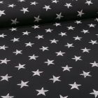Tissu Jersey coton envers gratté Etoiles sur fond Noir - Par 10 cm