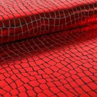 Tissu Jersey Métallisé Ecailles de crocodile rouges - Par 10 cm
