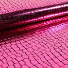 Tissu Jersey Métallisé Ecailles de crocodile fushia - Par 10 cm